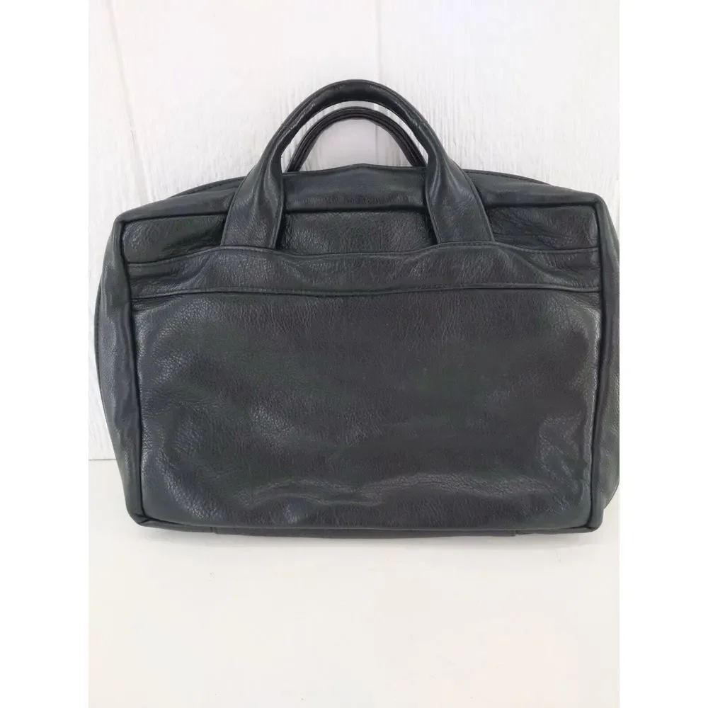 MacClay Leather Design Black Leather Laptop Briefcase Tote Bag‎ Attache